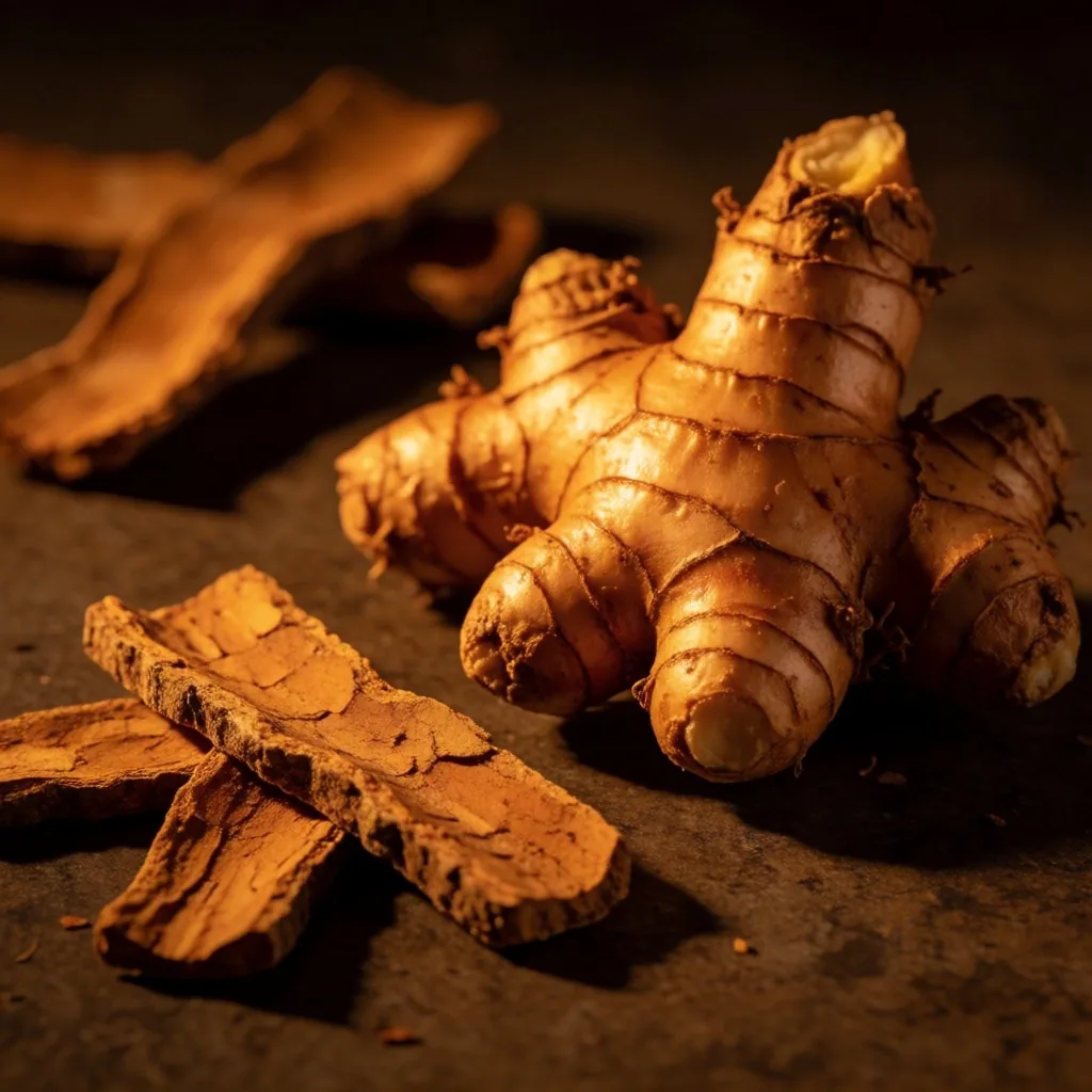 Dried botanical herbs on dark surface