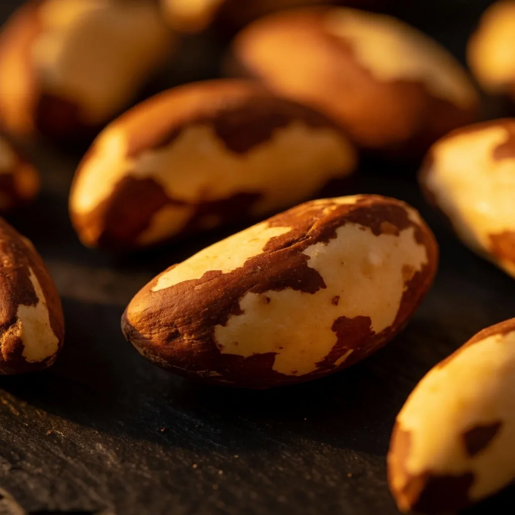 Brazil nuts on dark surface