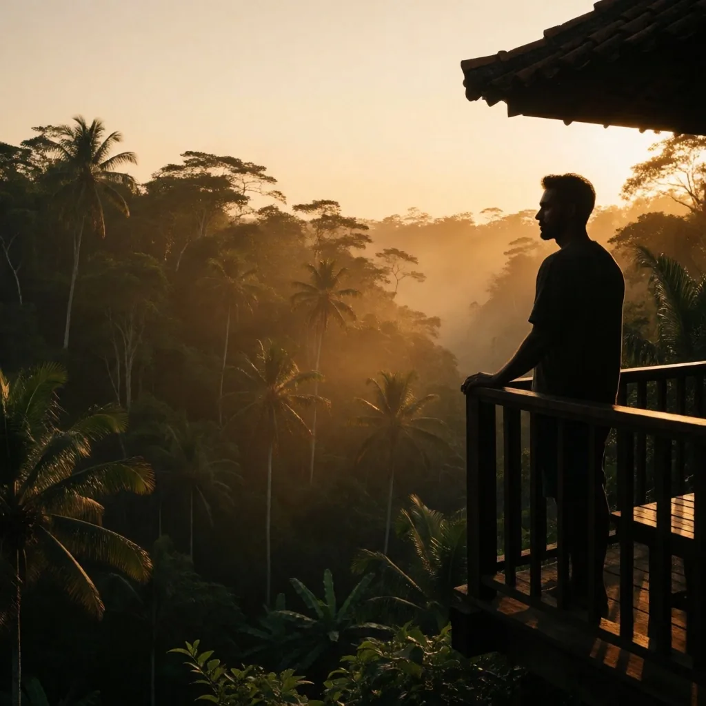 Indonesian tropical landscape at dusk